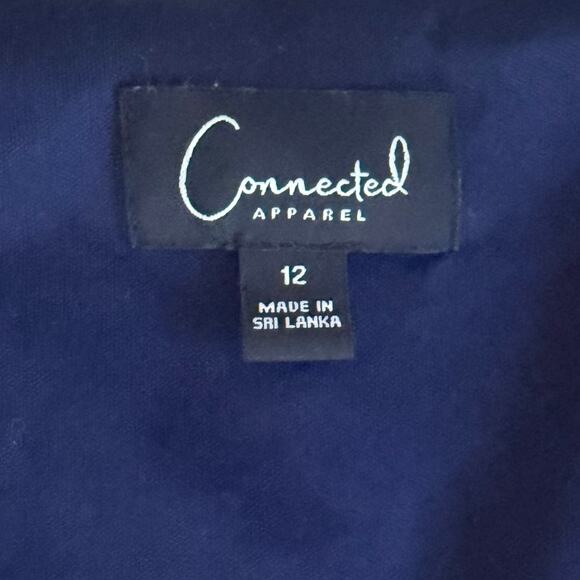 Connected Apparel Floral Print Dress Flowy Midi Dress Size 12 Navy Blue White - Picture 5 of 8